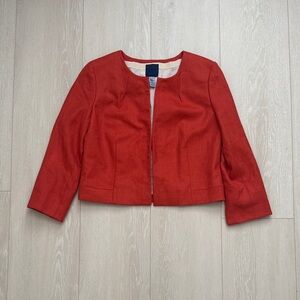 J. Crew Wool Vibrant Red Women's Collarless Blazer